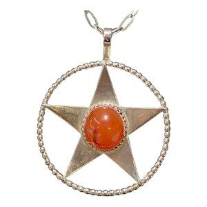 Citrine Sterling Silver Star Necklace Stamped 925 Stone Tested